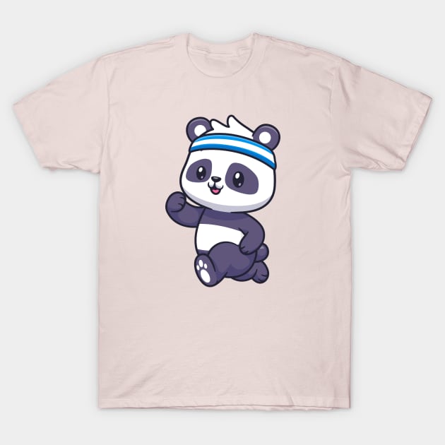 Cute Panda Running Cartoon T-Shirt by Catalyst Labs